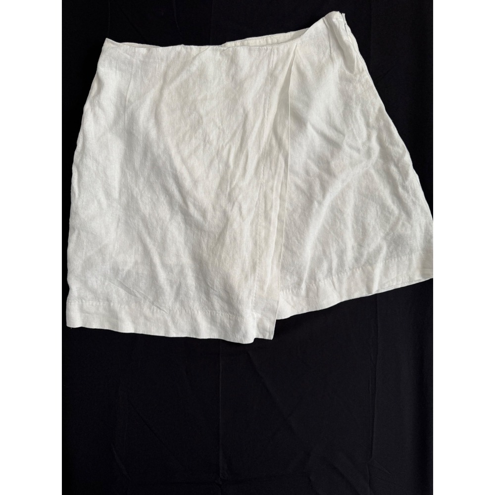 A New Day White Linen Blend Wrap Skort Women's Size 4 Summer Mini‎ NWT